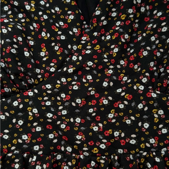 Torrid Georgette Black Floral Size 24 Dress Long Sleeve Deep V Fit Flare NEW - Picture 11 of 14